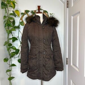 ABERCROMBIE & FITCH Brown Faux Fur Lined Jacket